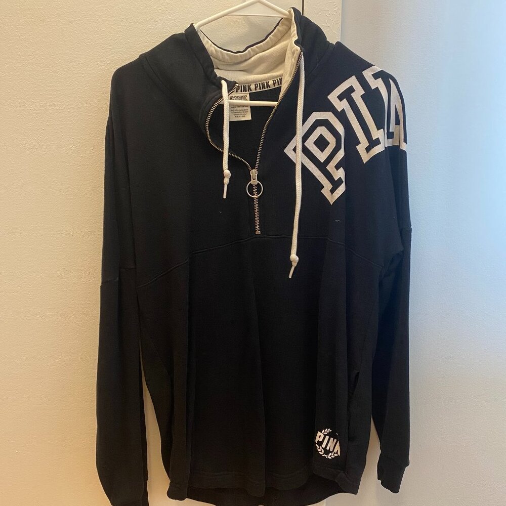 Victoria's Secret PINK Black Half Zip Pullover XS